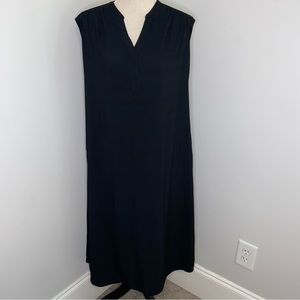 Banana Republic black rayon sleeveless oversized shift midi dress size XS